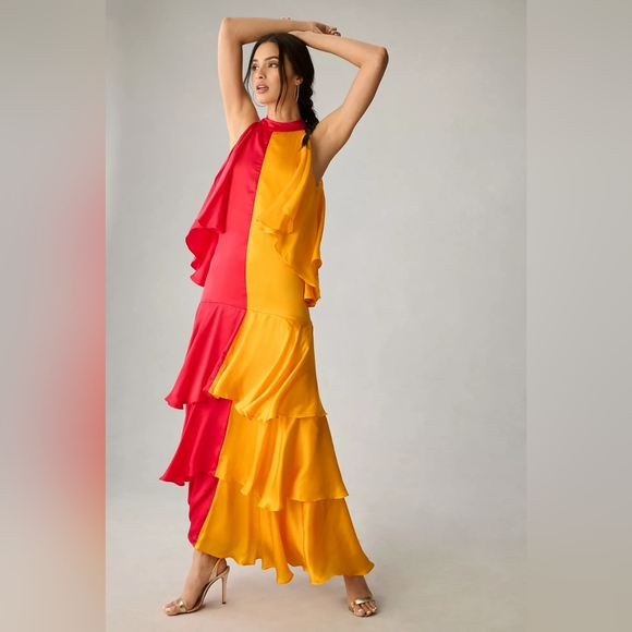 Anthropologie Dresses & Skirts - Pinnacle By Shruti Sancheti Mock Neck Color Blocked Dress Sz.